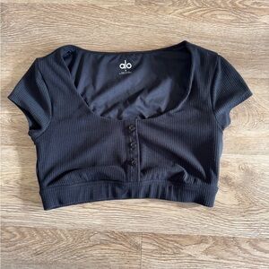 Alo Yoga ALO blissful henley bra top - small